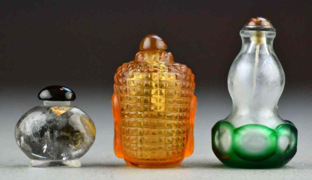 Appraisal: Chinese Glass Snuff Bottles And Glass Paper WeTo include an