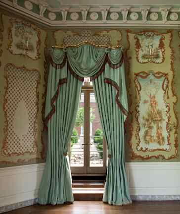 Appraisal: DESIGNED BY DAVID EASTON TWO PAIRS OF CLAREMONT GREEN SILK