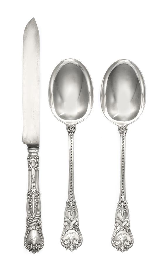 Appraisal: Sale Lot Three American Silver Flatware Servers Tiffany Co New