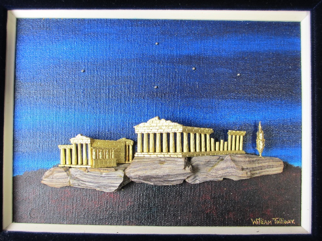 Appraisal: A framed gold and mineral study of the Acropolis by