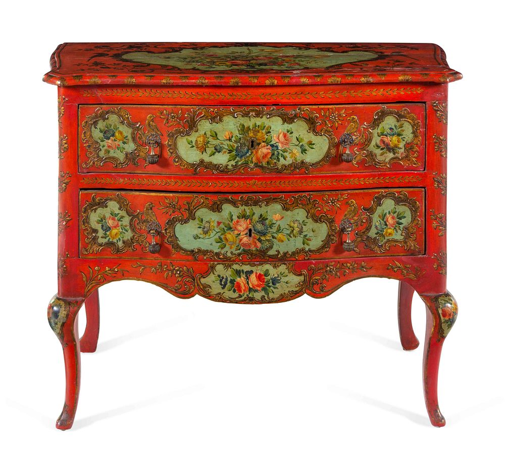 Appraisal: A Venetian Parcel Gilt and Polychrome Decorated Commode A Venetian