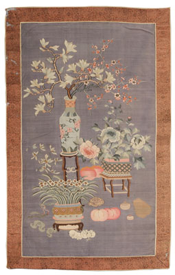 Appraisal: Silk Kesi Panel Chinese th century silk tapestry weave with