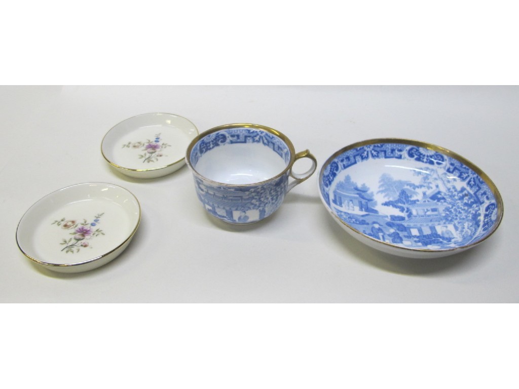 Appraisal: Miles Mason blue and white cup and saucer and two