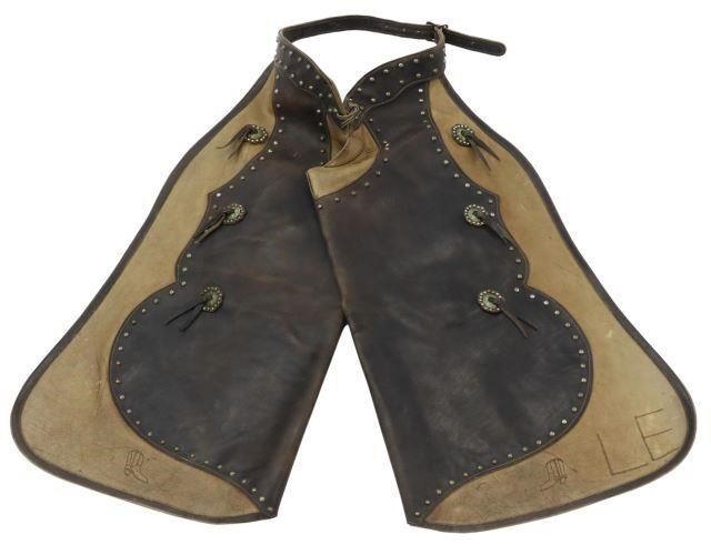 Appraisal: pair Cowboy batwing haps c 's- 's black and tan