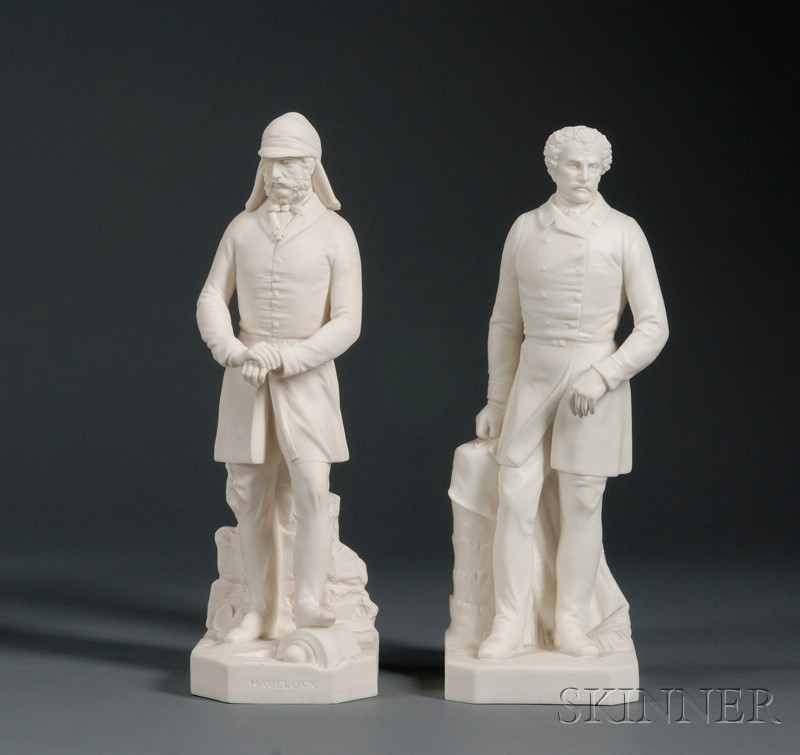 Appraisal: Two Minton Parian Military Figures England c each modeled by