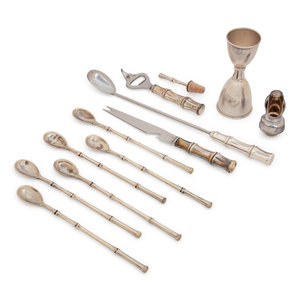 Appraisal: A Group of Eleven Tiffany Co Silver Bamboo Pattern Bar