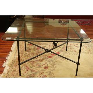 Appraisal: Manner of Diego Giacometti Patinated Wrought Iron Dining Table with