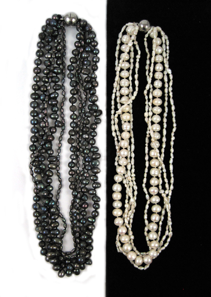 Appraisal: TWO MULTI-STRAND PEARL NECKLACES including an - inch necklace with