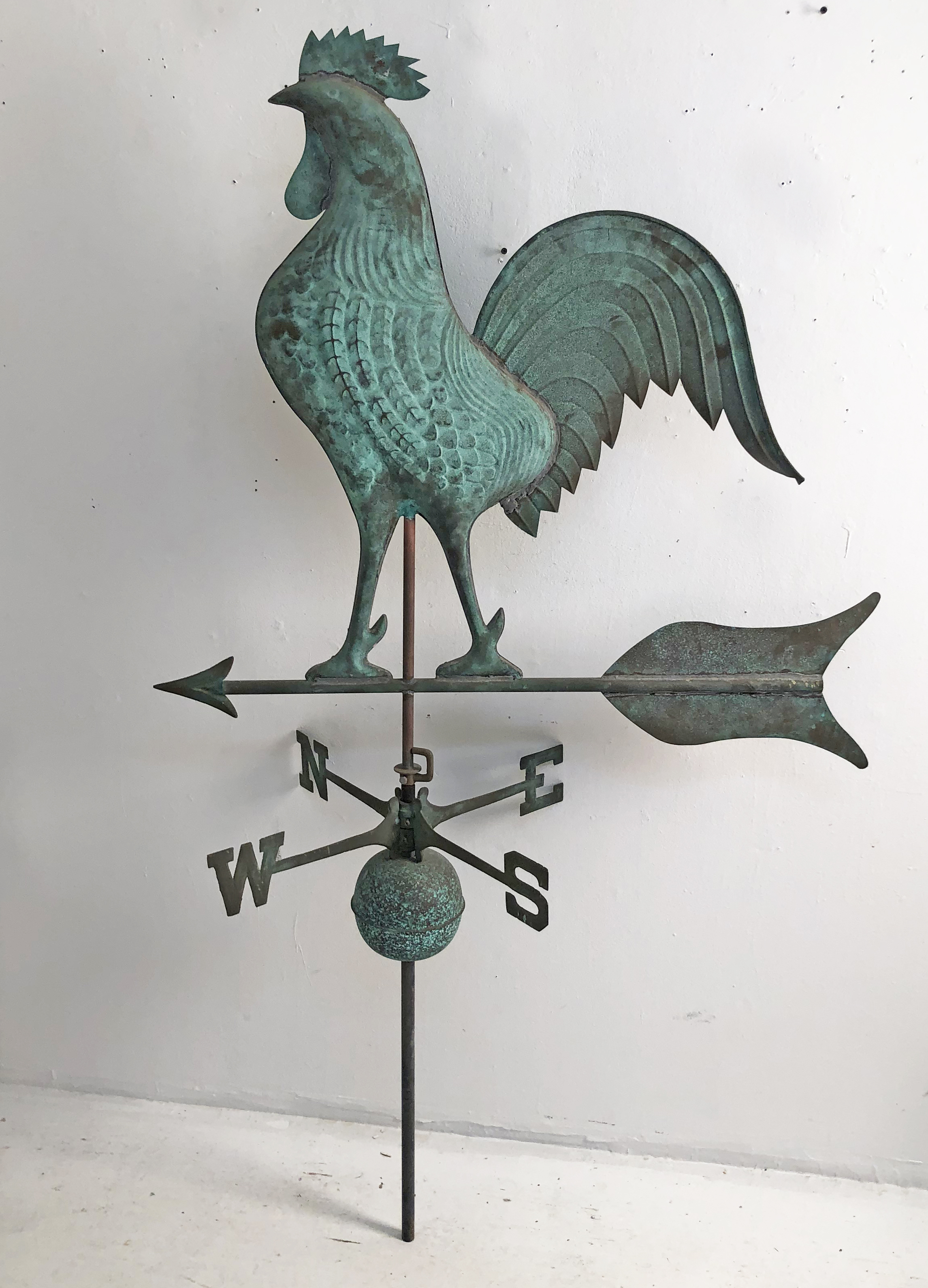 Appraisal: COPPER WEATHER VANE OF ROOSTER Copper full bodied weather vane