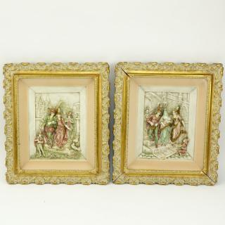 Appraisal: Pair of Decorative Porcelain Relief Plaques Signed L Terzinka Sculpt