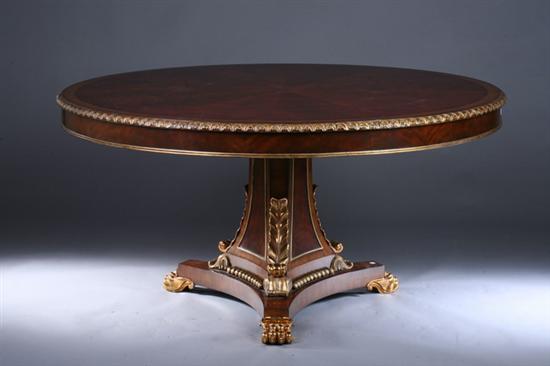 Appraisal: MAITLAND-SMITH REGENCY STYLE PEDESTAL TABLE th century Gilt-metal mounts Veneered