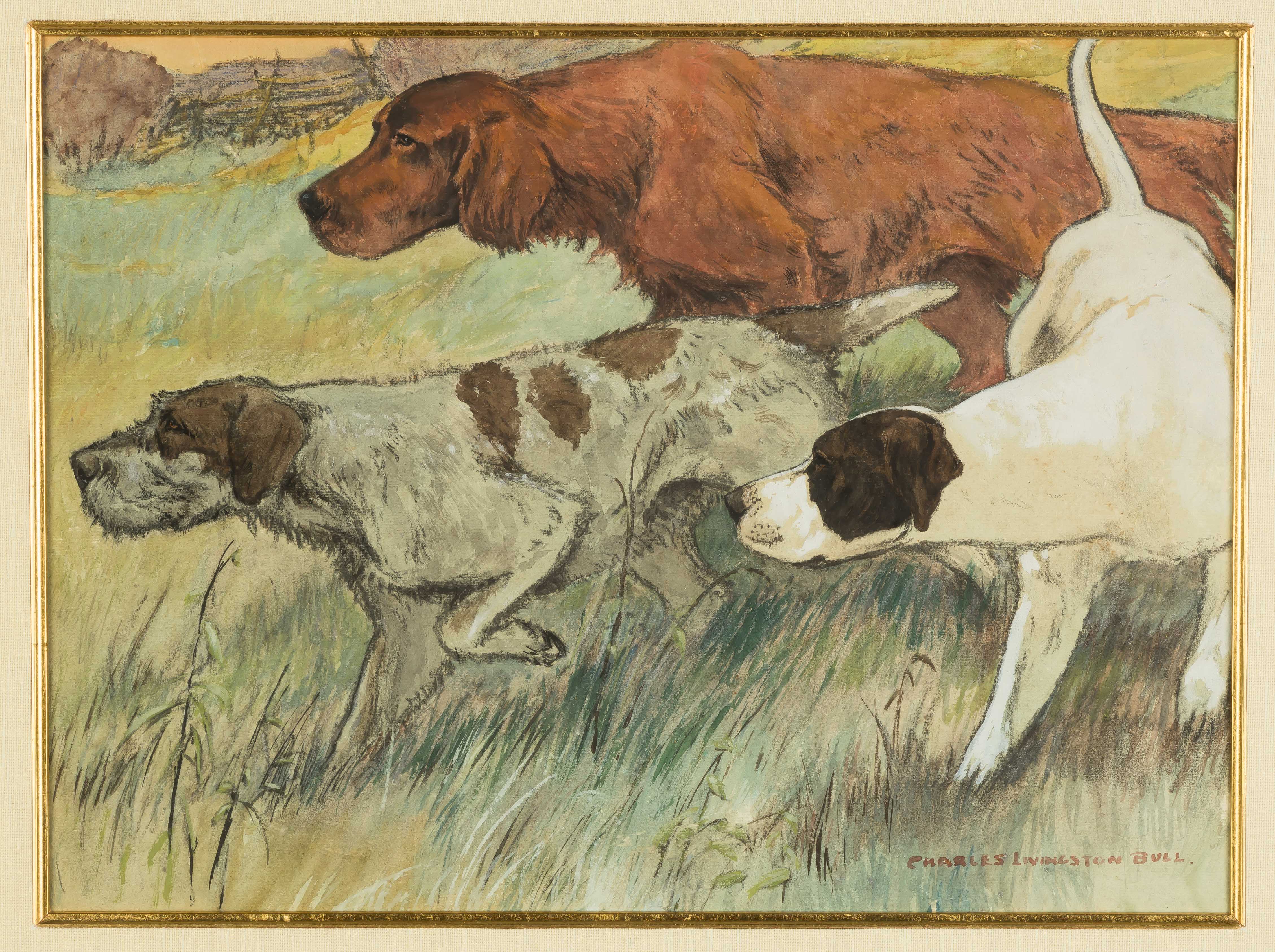 Appraisal: Charles Livingston Bull American - Hunting Dogs Signed lower right