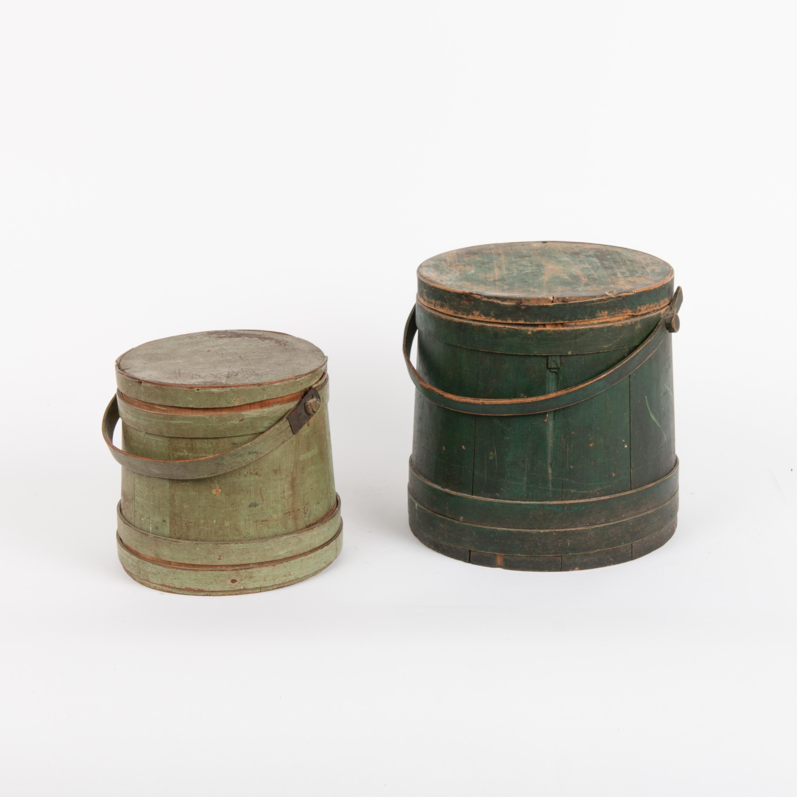 Appraisal: PAIR OF GREEN PAINTED FIRKINS TH C A pair of