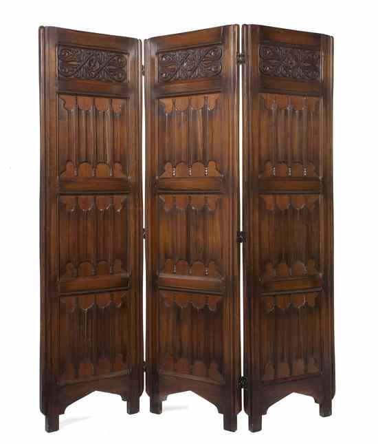 Appraisal: An English Three Panel Floor Screen each rectangular panel with