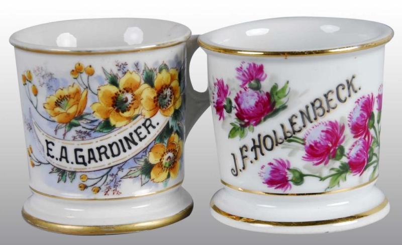 Appraisal: Lot of Occupational Shaving Barber Mugs Description Both with floral