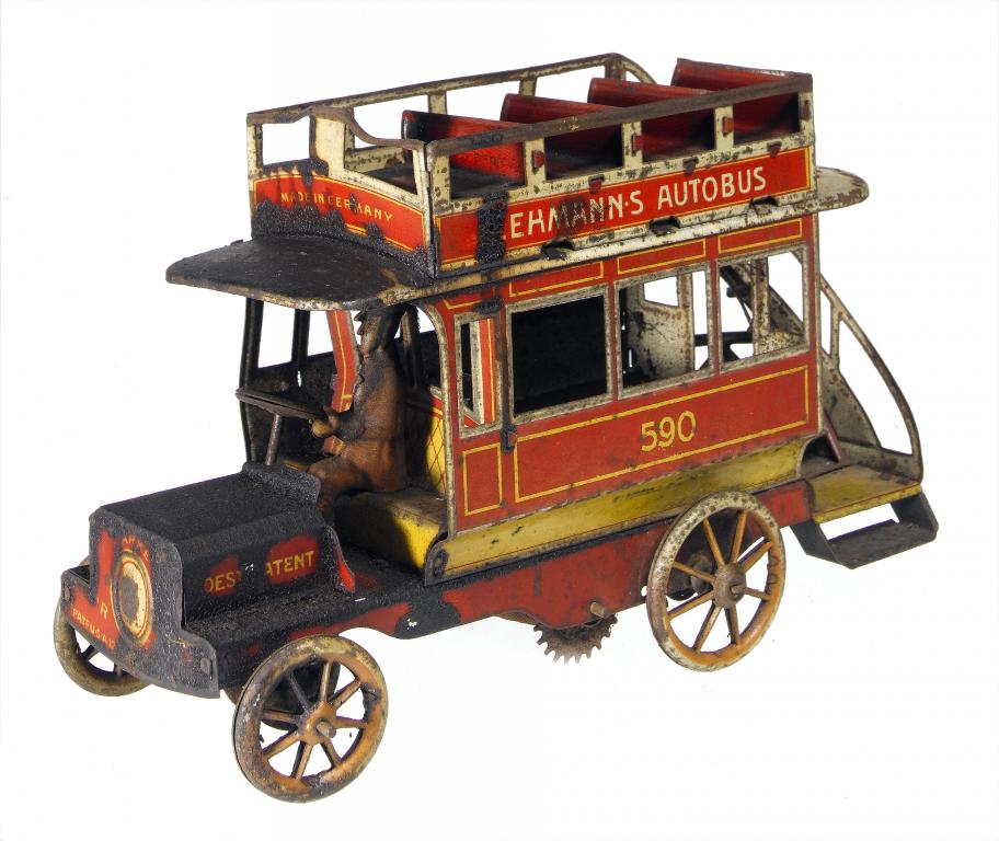 Appraisal: A LEHMANN LITHOGRAPHED TINPLATE SPRING-DRIVEN AUTOBUS with driver early th