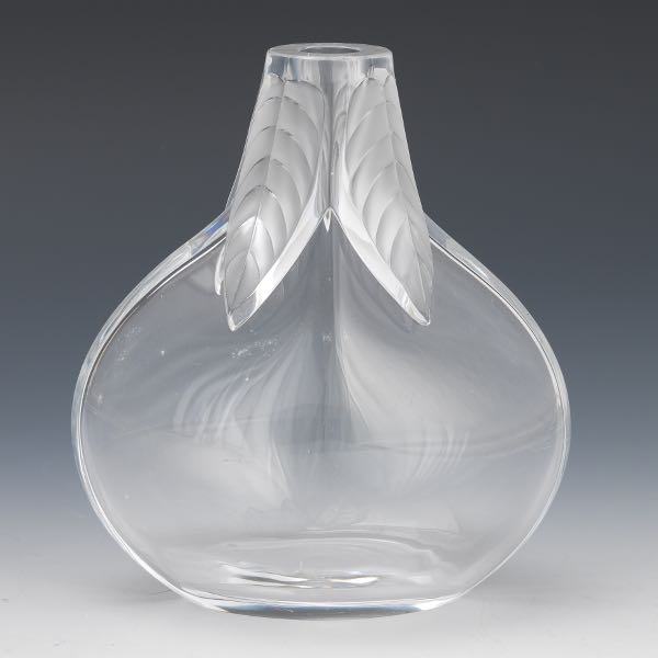 Appraisal: LALIQUE OSUMI CRYSTAL VASE x x Lalique clear vase with