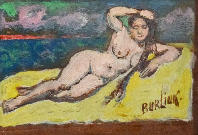 Appraisal: David Burliuk Oil on Wood Nude David Davidovich Burliuk Russian