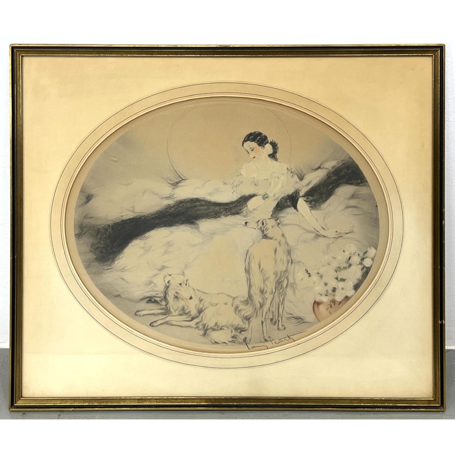 Appraisal: LOUIS ICART Dry point Etching Print Lady of the Camelias