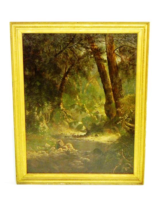 Appraisal: Edwin Deakin Amerian b d oil on canvas forest landscape