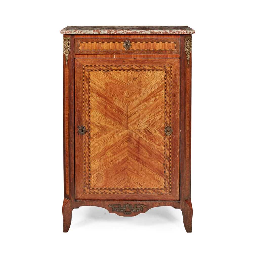 Appraisal: DUTCH SMALL MARBLE TOPPED PARQUETRY SIDE CABINET LATE TH CENTURY