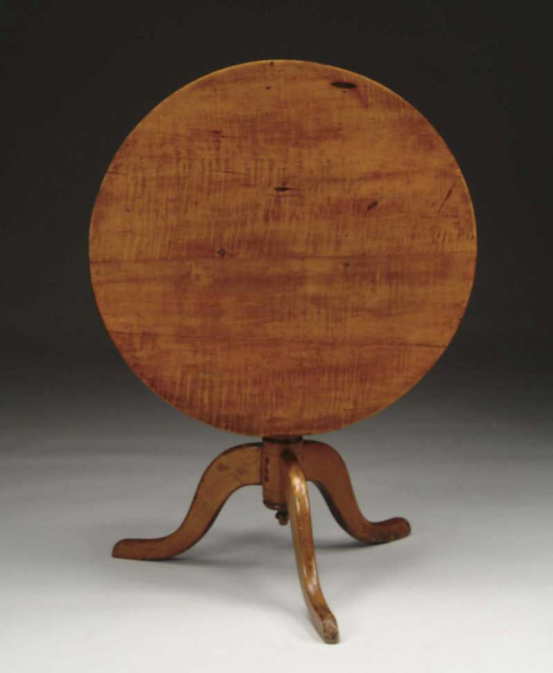 Appraisal: COUNTRY QUEEN ANNE CURLY MAPLE TILT TOP TEA TABLE The