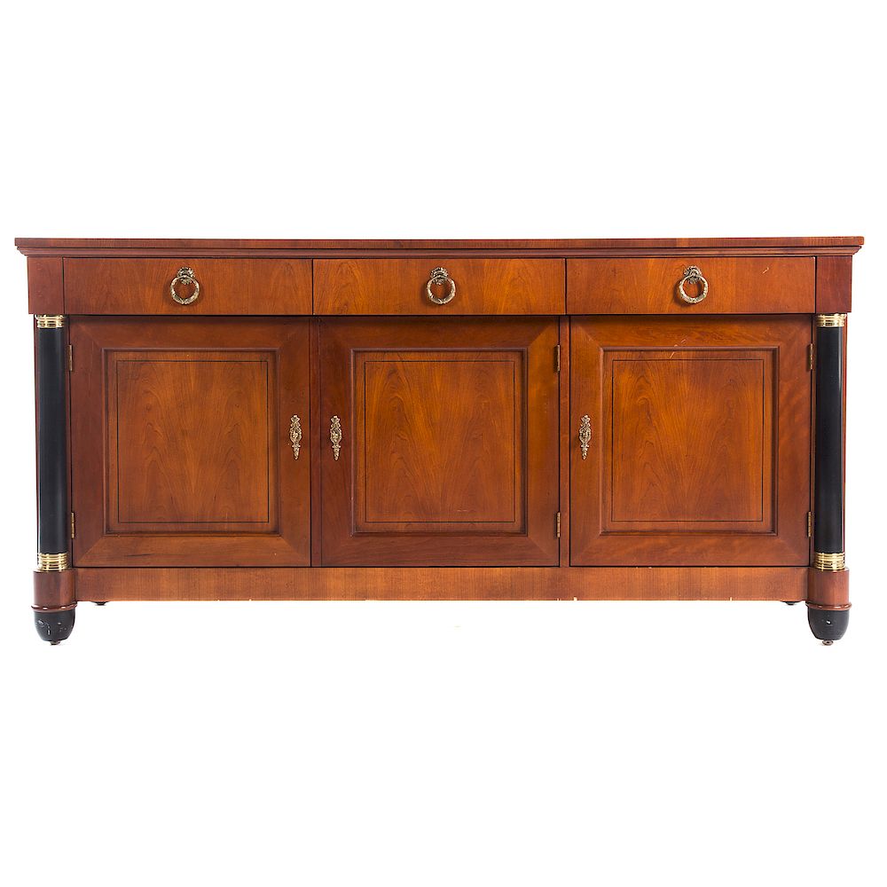 Appraisal: Baker French Empire Style Cherrywood Credenza th century three drawers