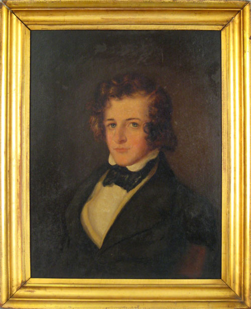 Appraisal: American School ca oil on panel portrait of a young