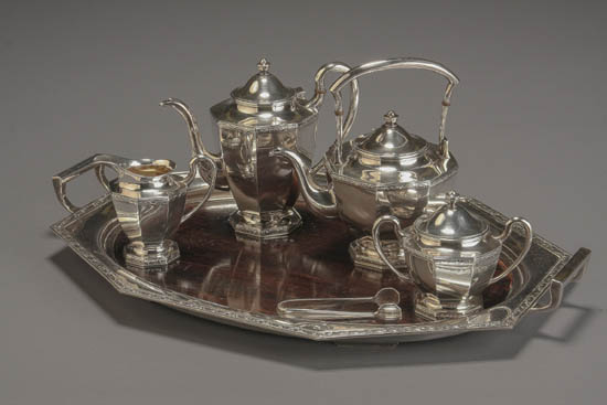 Appraisal: Lot Property of Various Owners Japanese Sterling Five-Piece Coffee and