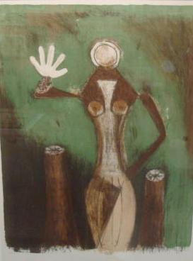 Appraisal: TAMAYO Rufino Signed Color Lithograph depicting a figure waving Pencil