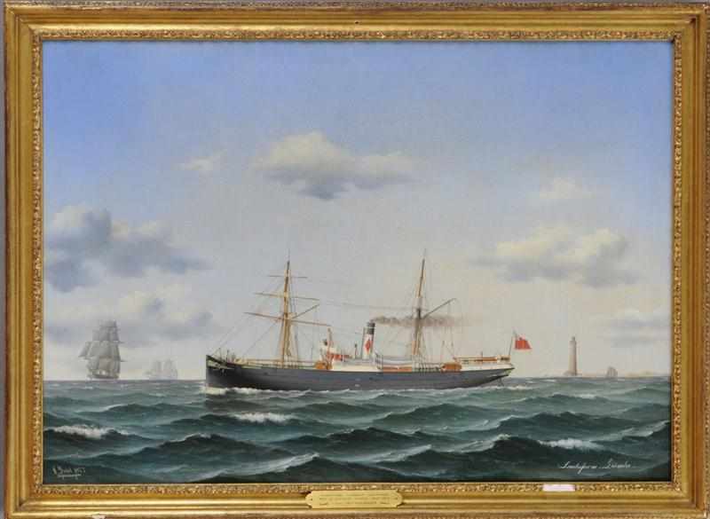 Appraisal: JOHAN WILHELM LUDWIG - TRANSITIONAL STEAMSHIP ''LINDISFARNE'' DUNDEE Oil on