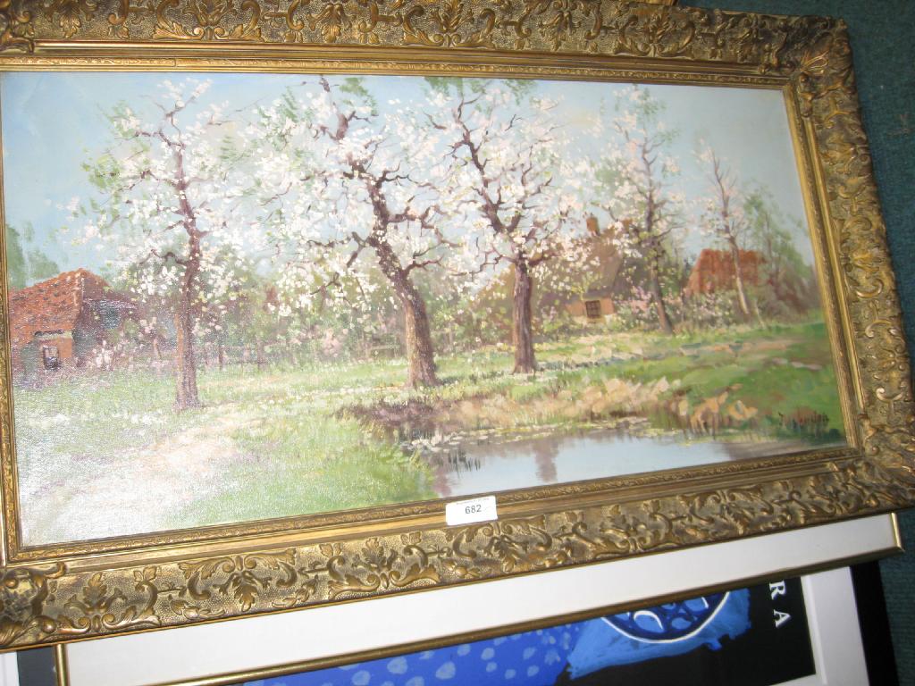 Appraisal: F WEASING Spring-Time signed oil on canvas x in and