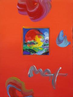 Appraisal: MAX Peter Acrylic over Print on Paper Sunset Signed lower