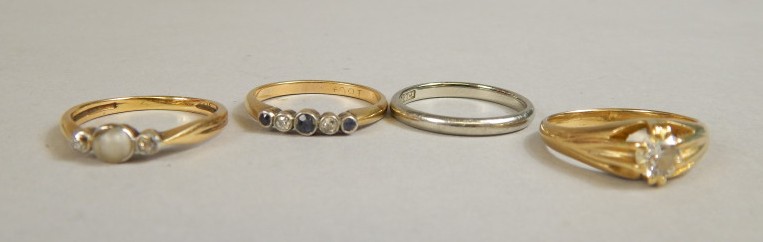 Appraisal: Various dress rings comprising plain band white metal marked ct