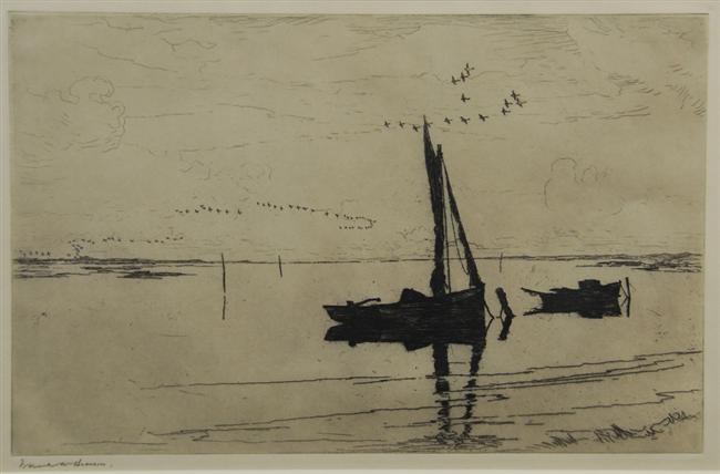 Appraisal: FRANK W BENSON American - OFF PEA ISLAND etching signed