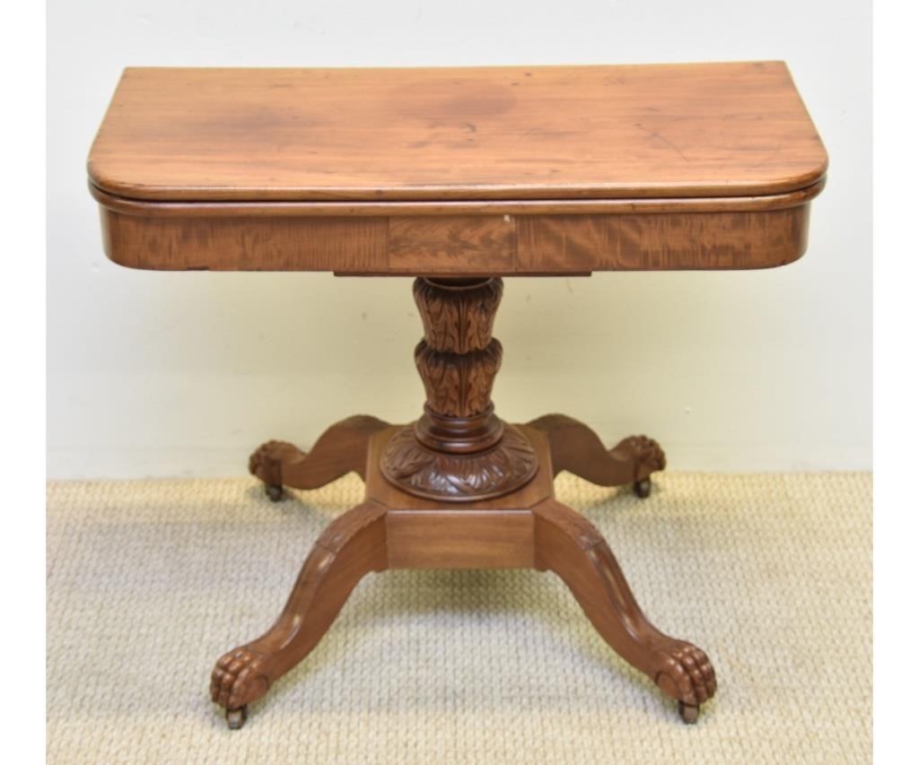 Appraisal: American classical form mahogany gaming table circa with acanthus carved