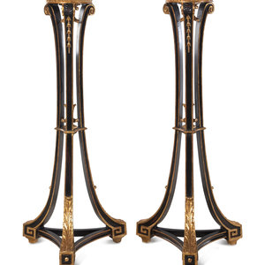 Appraisal: A Pair of Regency Style Black Painted and Parcel Gilt