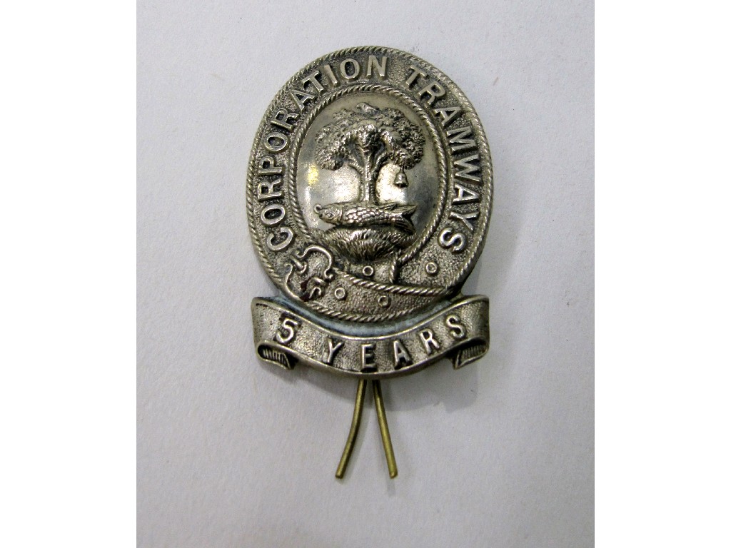 Appraisal: Corporation tramways five years service badge