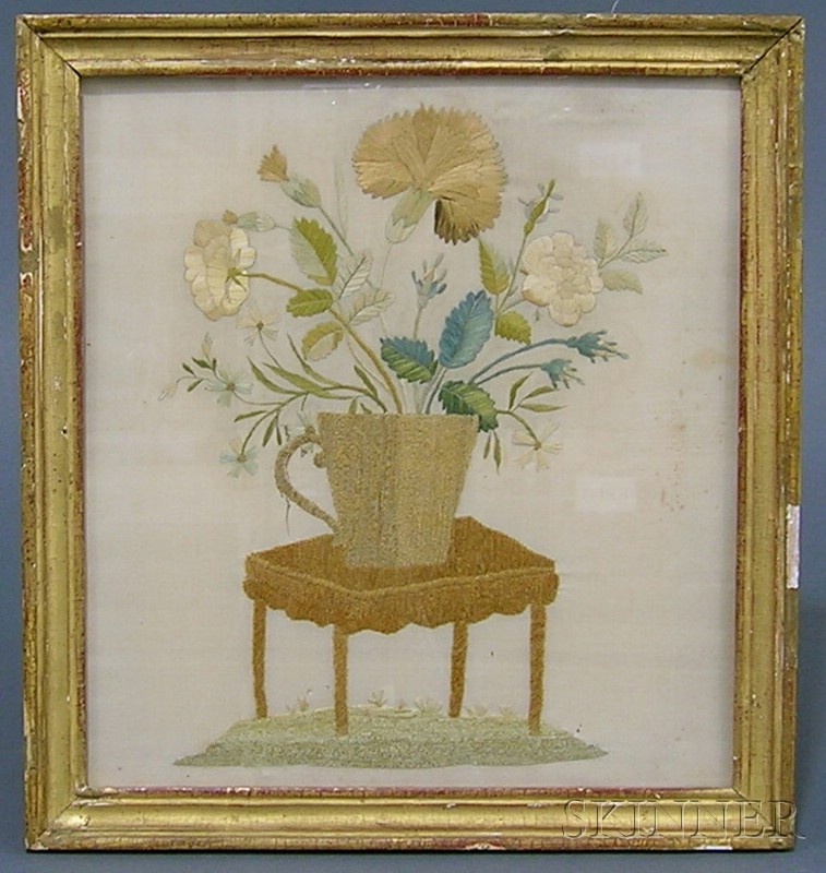 Appraisal: English Silk Picture th century worked in a variety of