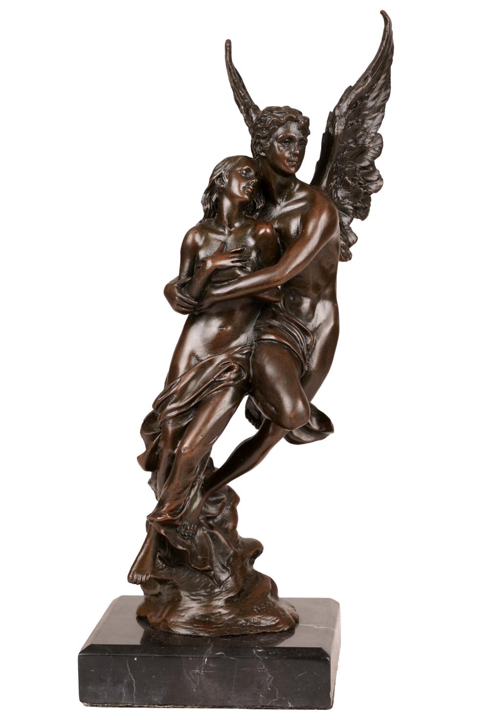 Appraisal: PATINATED BRONZE FIGURE OF EROS PSYCHEsigned Debut in casting Bronze