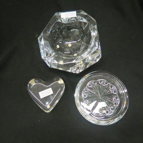 Appraisal: pcs Baccarat Crystal wine coaster heart paperweight large ashbowl all