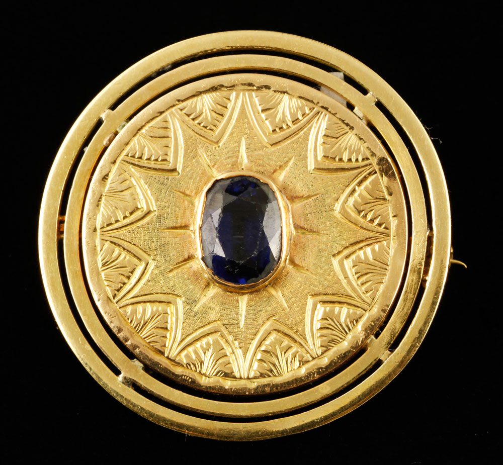 Appraisal: - K Gold and Sapphire Pin K gold and sapphire