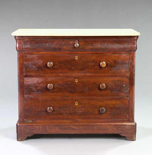 Appraisal: American Restauration-Style Mahogany and Marble-Top Chest mid- th century of