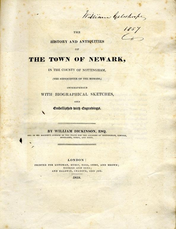 Appraisal: DICKINSON WILLIAM THE HISTORY AND ANTIQUITIES OF THE TOWN S