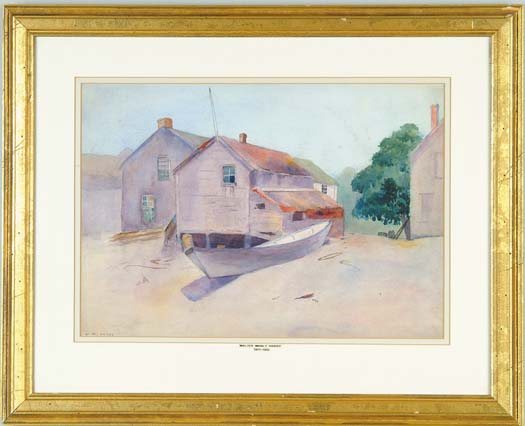 Appraisal: WALTER MANLY HARDY American - THE BEACHED DORY Watercolor scene