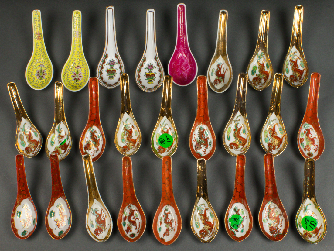 Appraisal: Group of Chinese enameled spoons largest l