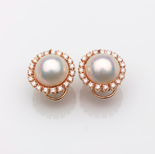 Appraisal: CLASSIC STYLE Mab pearl and diamond earrings in k yellow