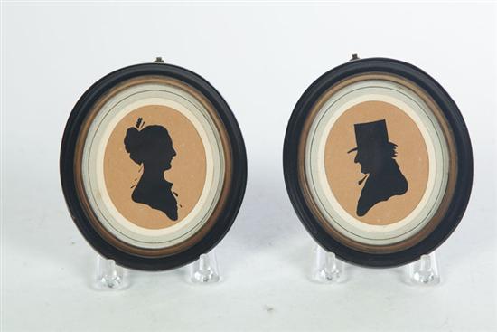 Appraisal: PAIR OF SILHOUETTES American st half th century Hollow cut