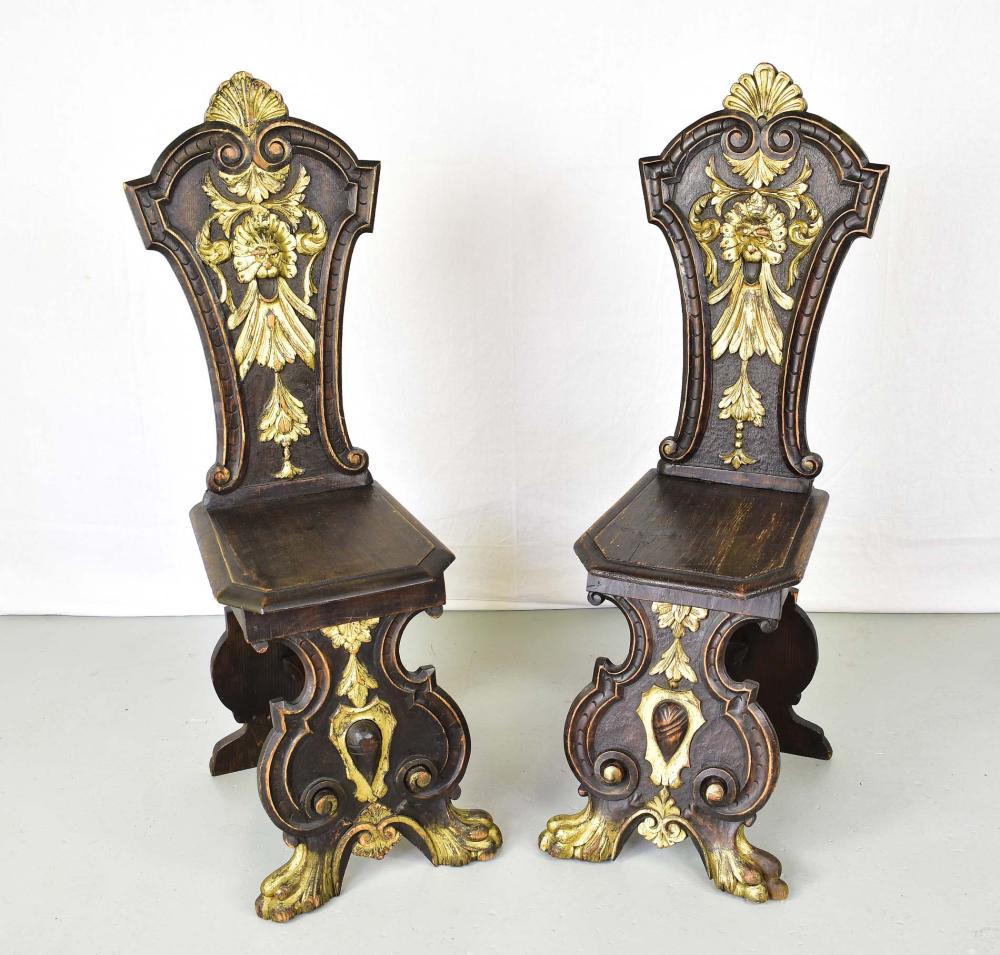 Appraisal: PAIR OF ITALIAN BAROQUE STYLE SGABELLIEarly th Century The plank