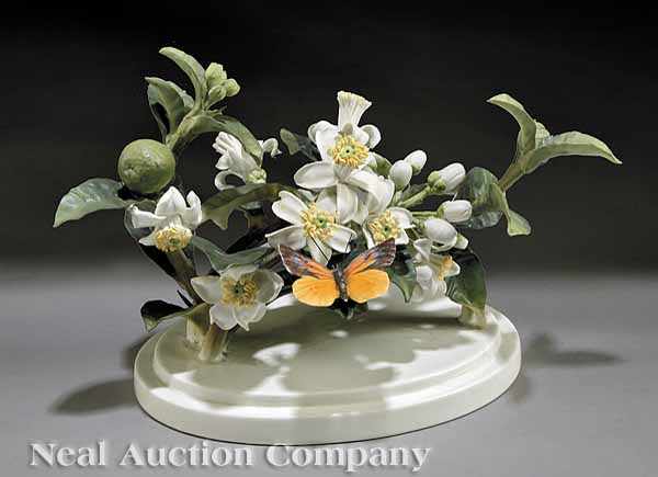 Appraisal: A Dorothy Doughty Figural Group c Orange Blossom and Butterfly